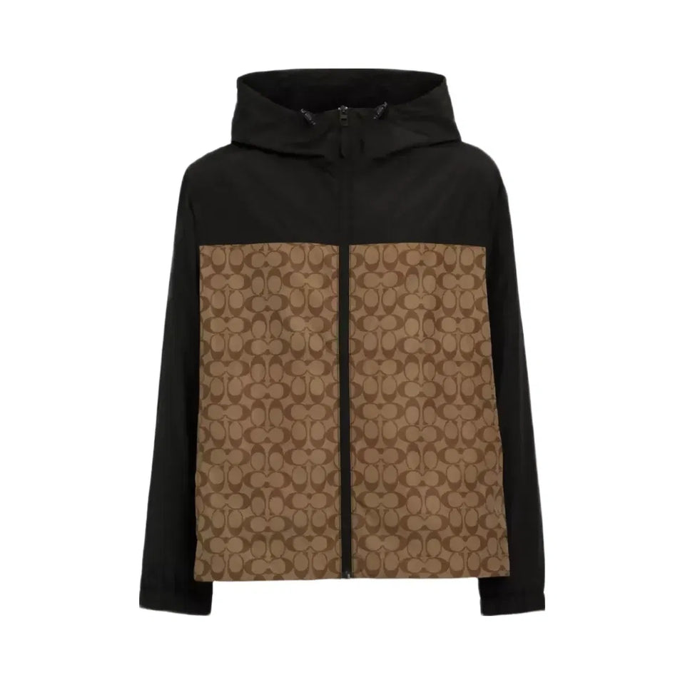 Coach Signature Full Zip Windbreaker in Khaki Signature