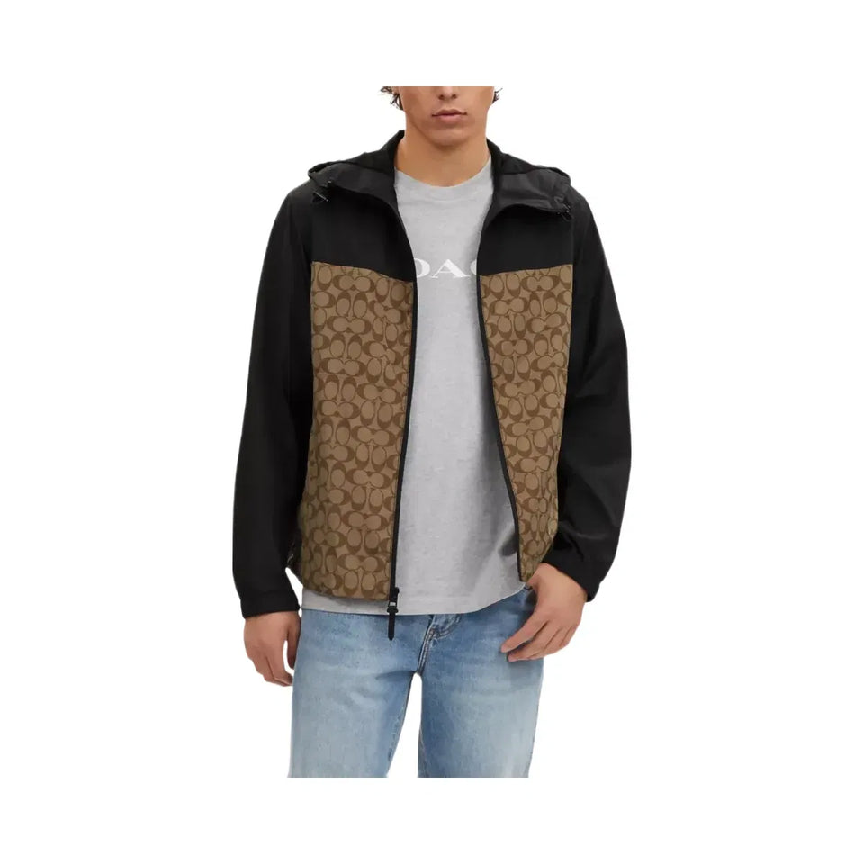 Coach Signature Full Zip Windbreaker in Khaki Signature