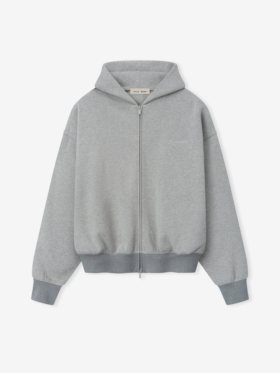 Essentials Signature Classic Full Zip Hoodie Concrete Heather