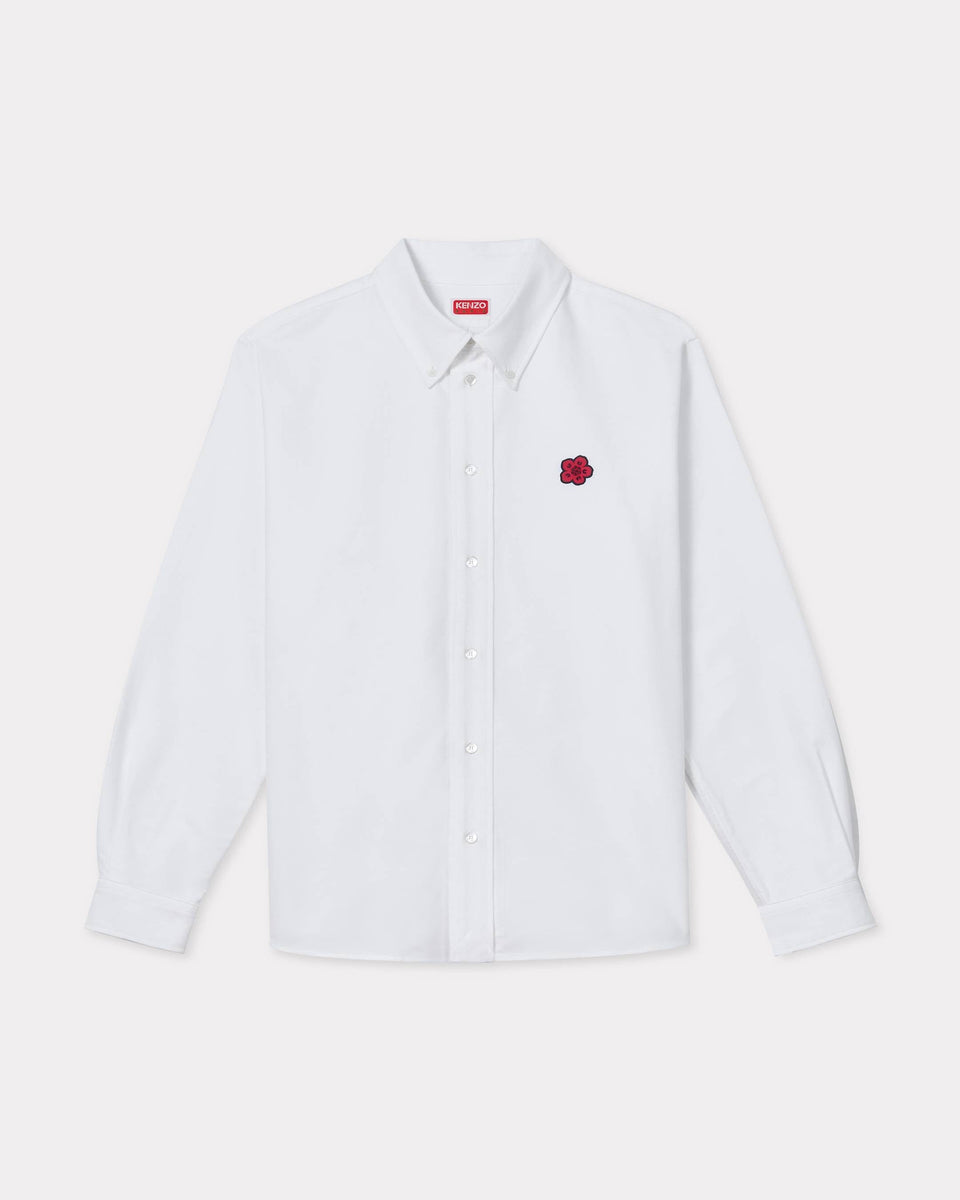 Kenzo Boke Flower Embroidered Shirt In Oxford Cotton White