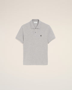 Grey Cotton Contrasted Ami De Coeur Polo Shirt