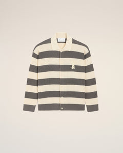 White And Brown Cotton Ami De Coeur Cardigan Cream