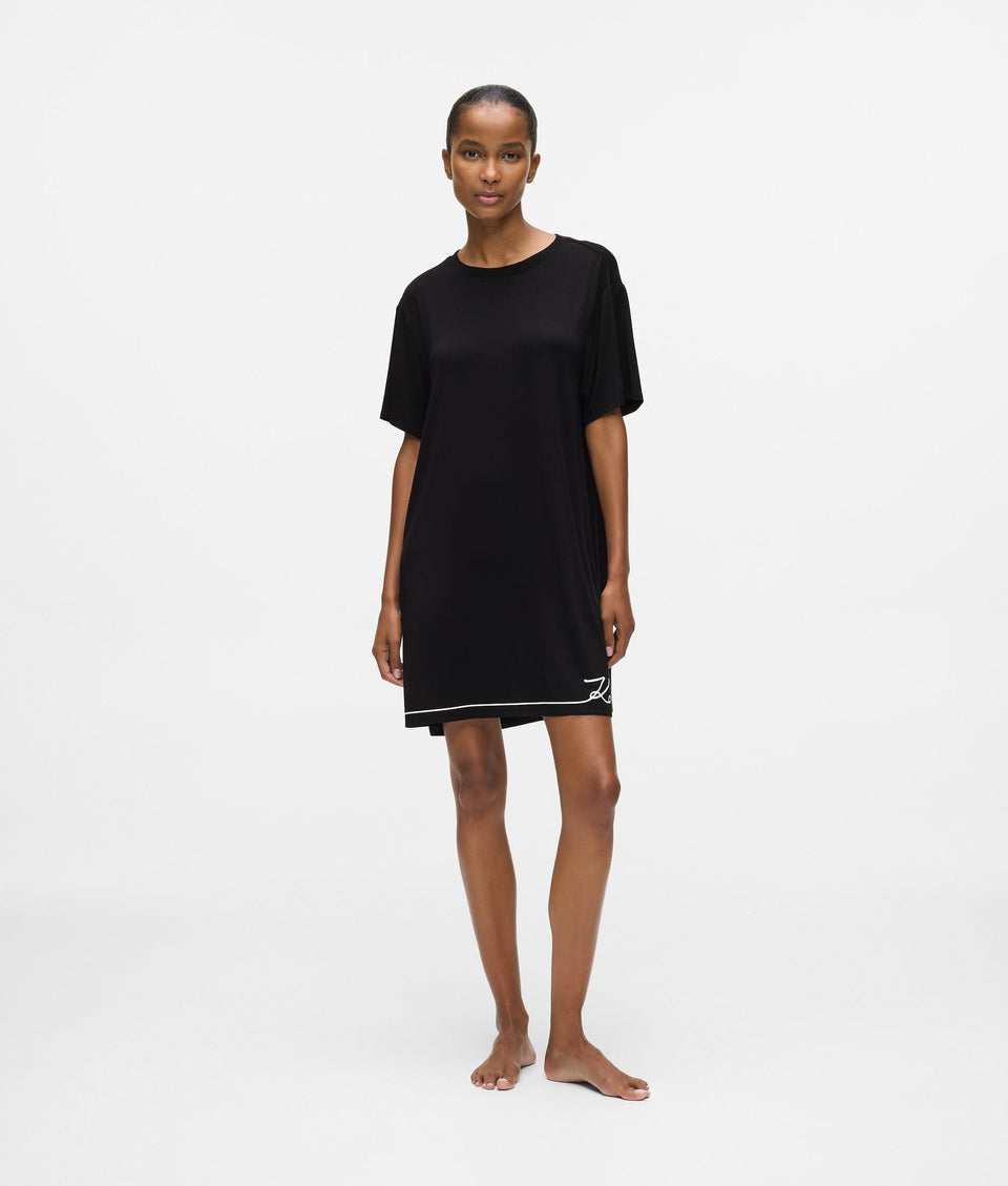 Karl Lagerfeld Signature Pajama Dress Black