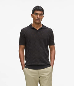 Karl Lagerfeld Monogram Knit Polo Shirt Black