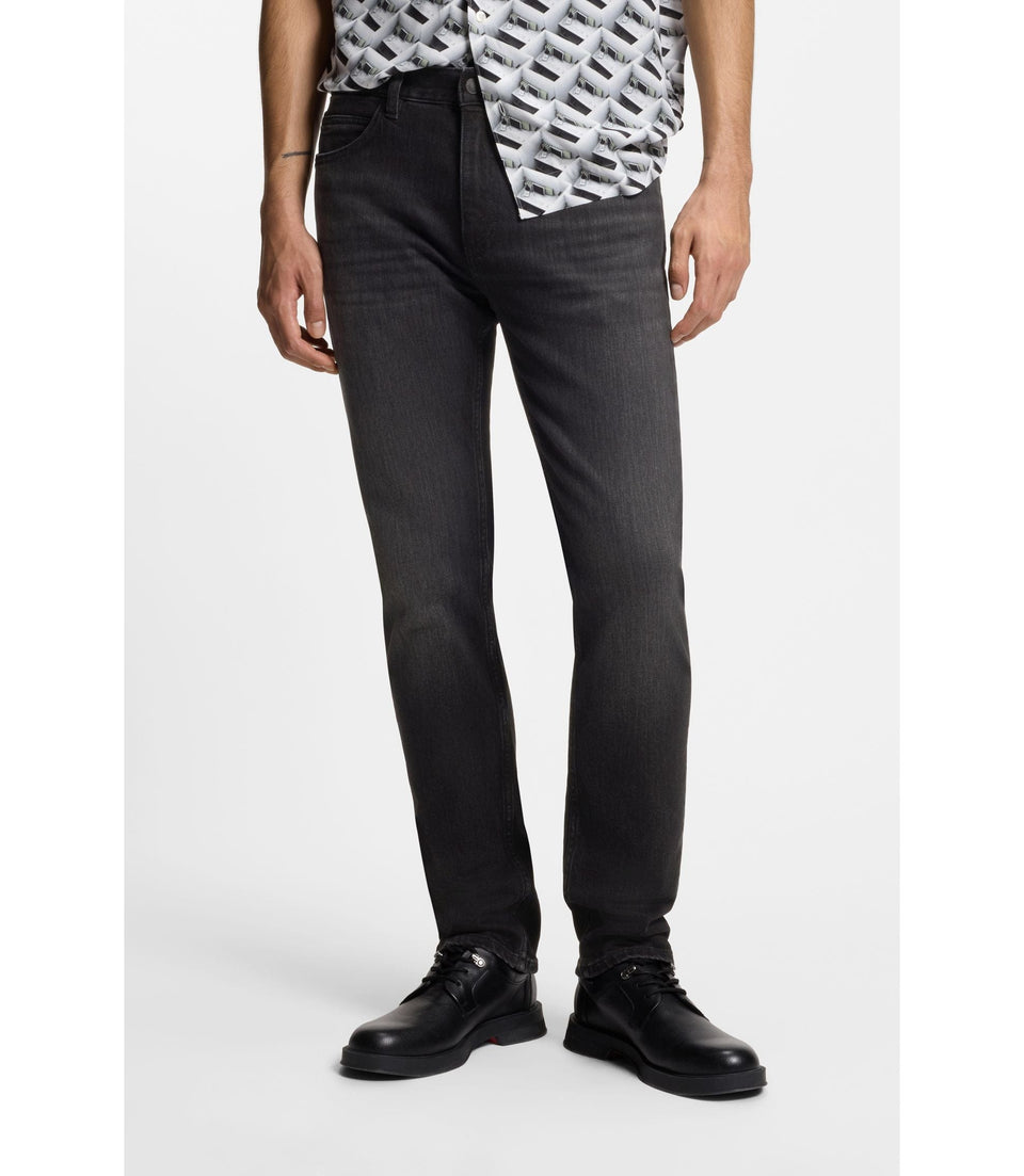 Hugo Black Slim Fit Jeans In Stretch Denim Dark Grey
