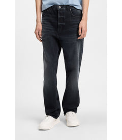 Hugo Blue Black Baggy Fit Jeans In Rigid Denim Dark Blue