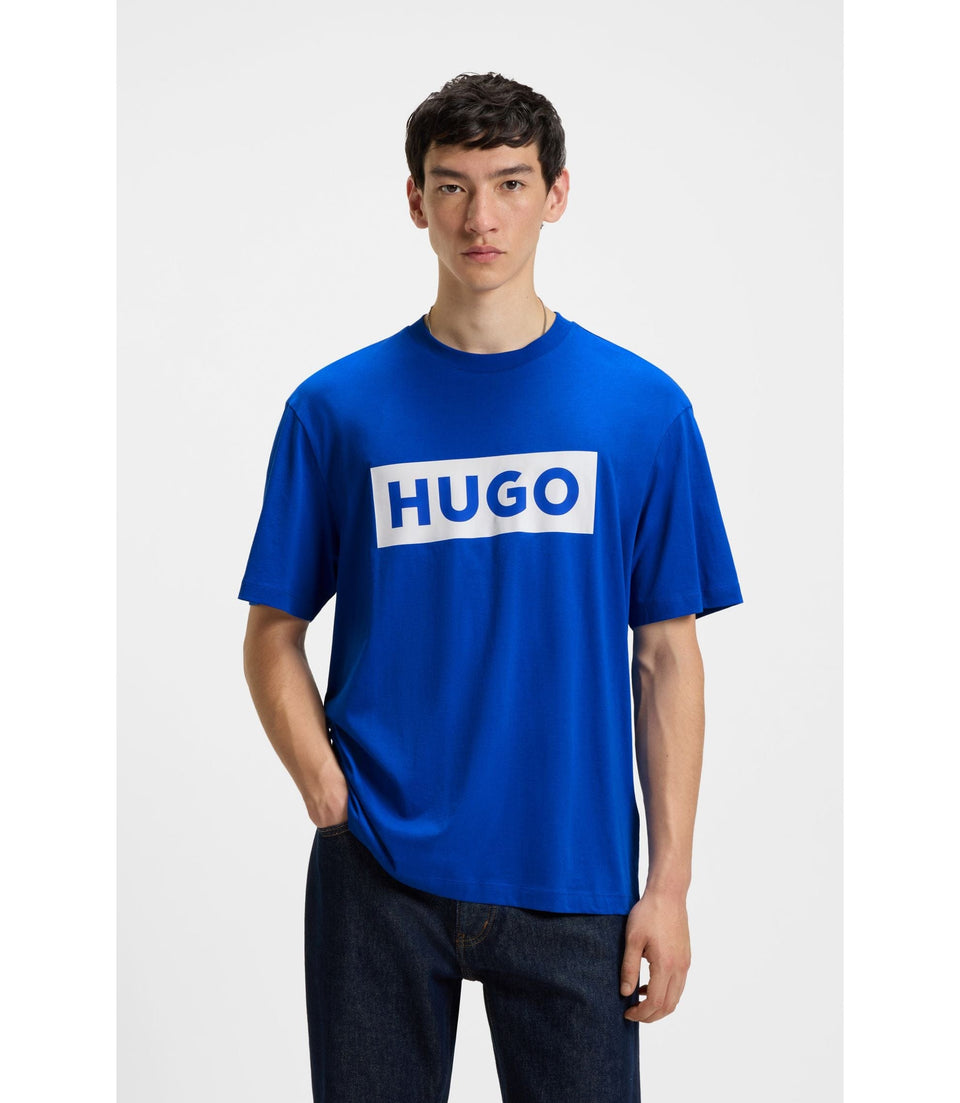 Hugo Blue Logo T-Shirt In Cotton Jersey Light Blue