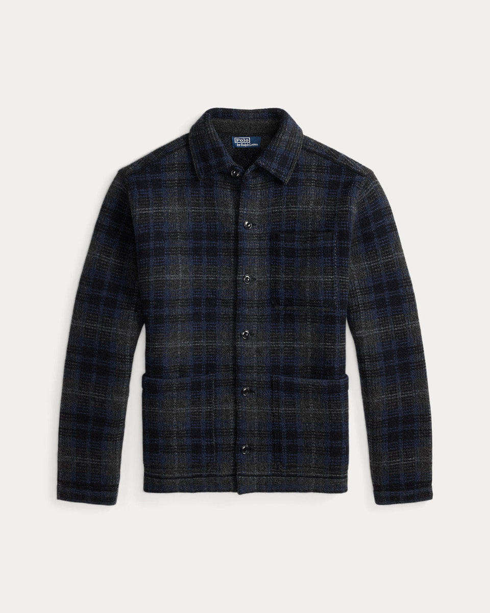Ralph Lauren Plaid Boiled Wool Cardigan