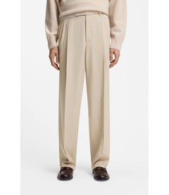 Boss Oversized Fit Trousers In Twill Light Beige