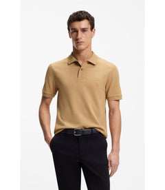Boss Pallas Polo Shirt In Cotton Piqu With Embroidered Logo Beige
