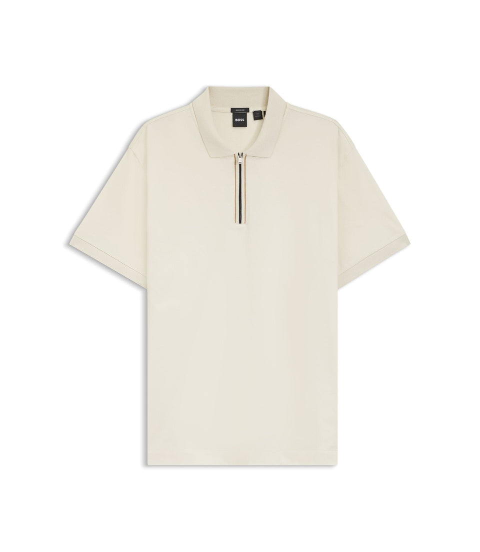 Boss Regular Fit Polo Shirt In Mercerized Cotton White