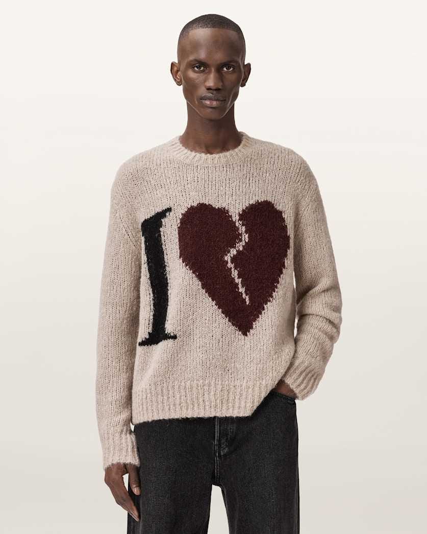 Allsaints Lover Knitted Oversized Sweater Pebble Brown
