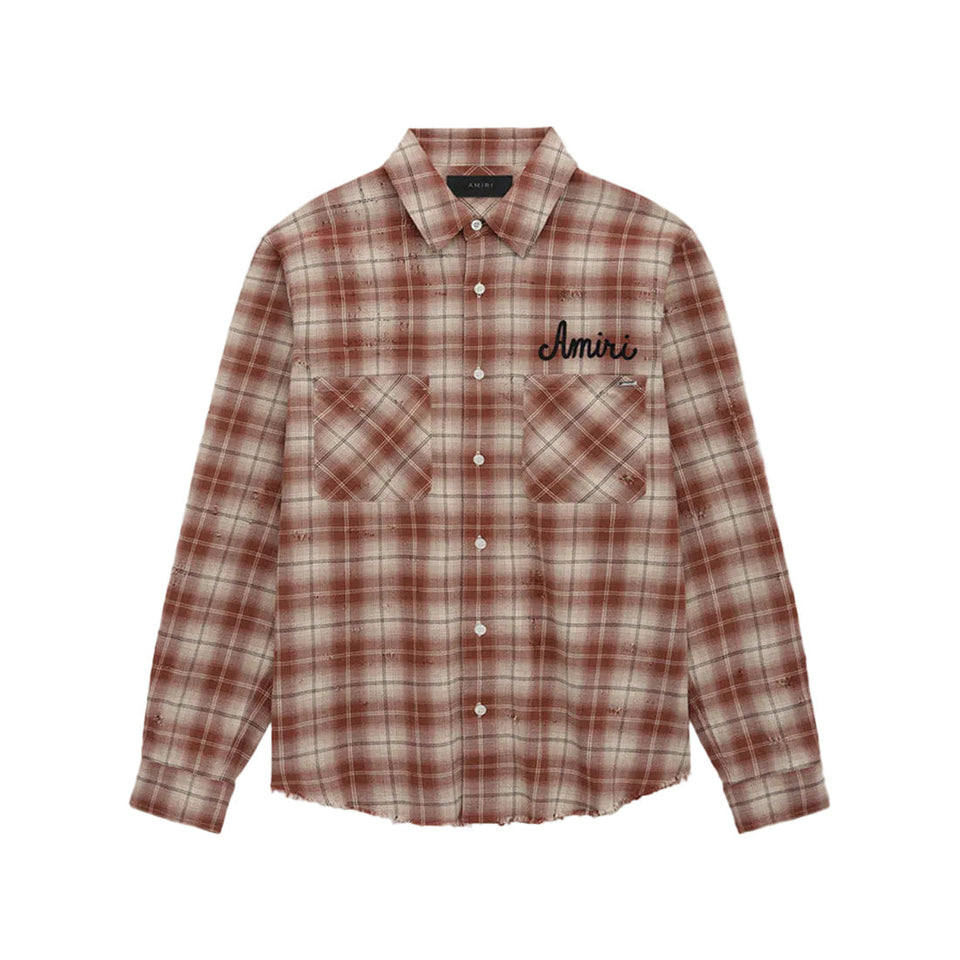 Amiri Shotgun Flannel Shirt 'Chocolate'