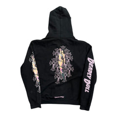 Chrome Hearts Deadly Doll Pink Cross Scroll Logo Zip Up Hoodie