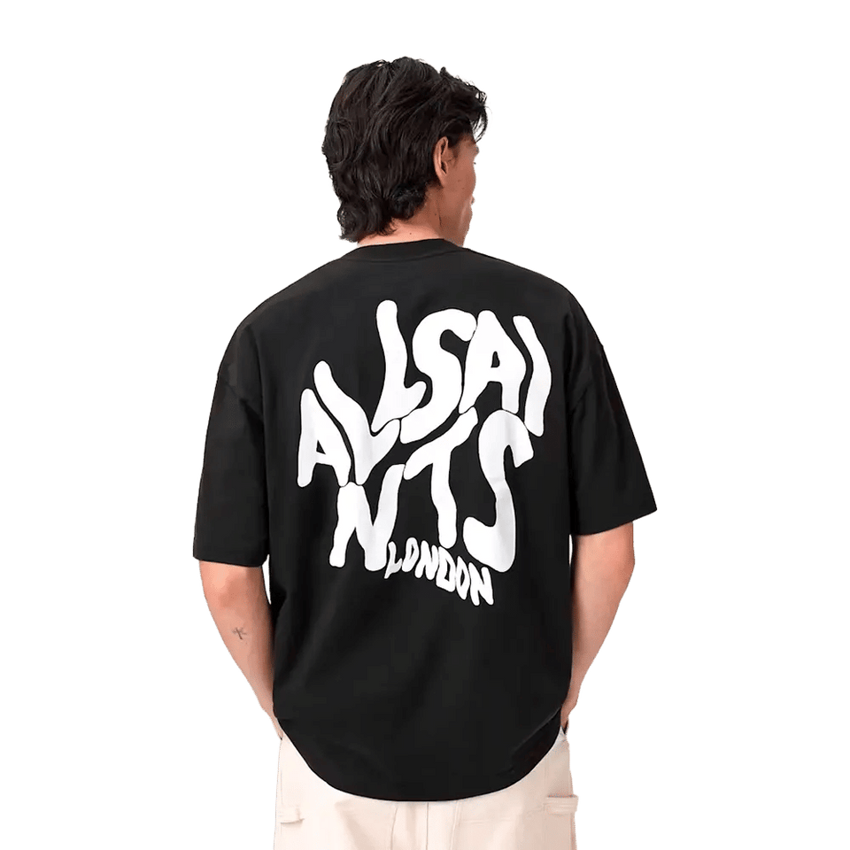 ALLSAINTS Orlando Logo Print Oversized T-Shirt Jet Black
