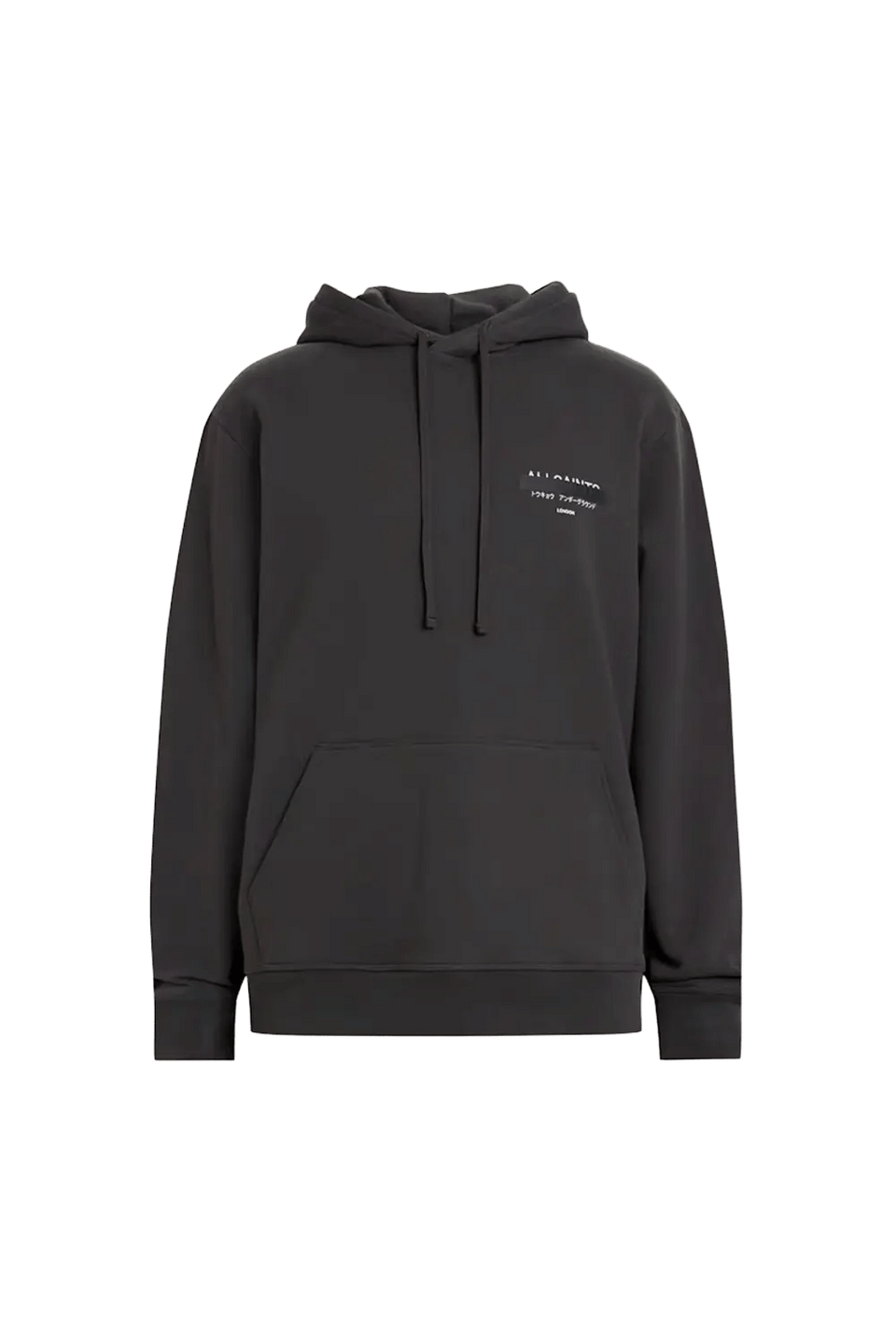 ALLSAINTS Redact Pullover Embroidered Logo Hoodie Washed Black