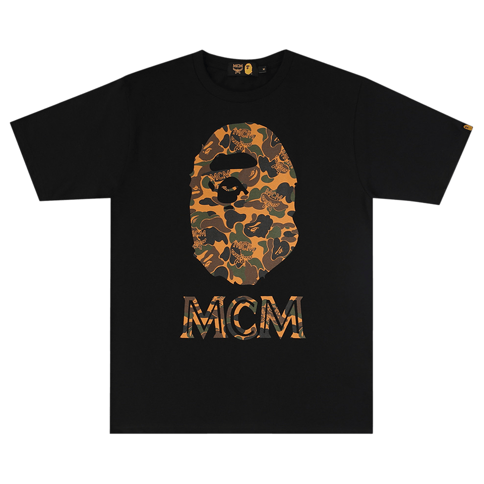 BAPE x MCM Camo Ape Head T-Shirt Black