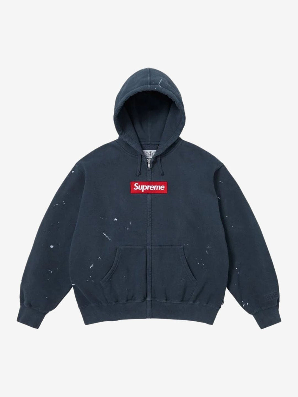 Supreme MM6 Maison Margiela Box Logo Zip Up Hooded Sweatshirt Navy Blue
