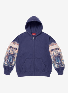 Supreme Michael Jackson Dangerous Zip Up Hooded Sweatshirt Washed Navy