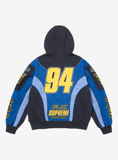 Supreme Fox Racing Zip Up Hooded Sweatshirt Blue