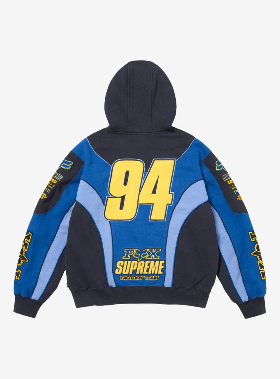 Supreme Fox Racing Zip Up Hooded Sweatshirt Blue