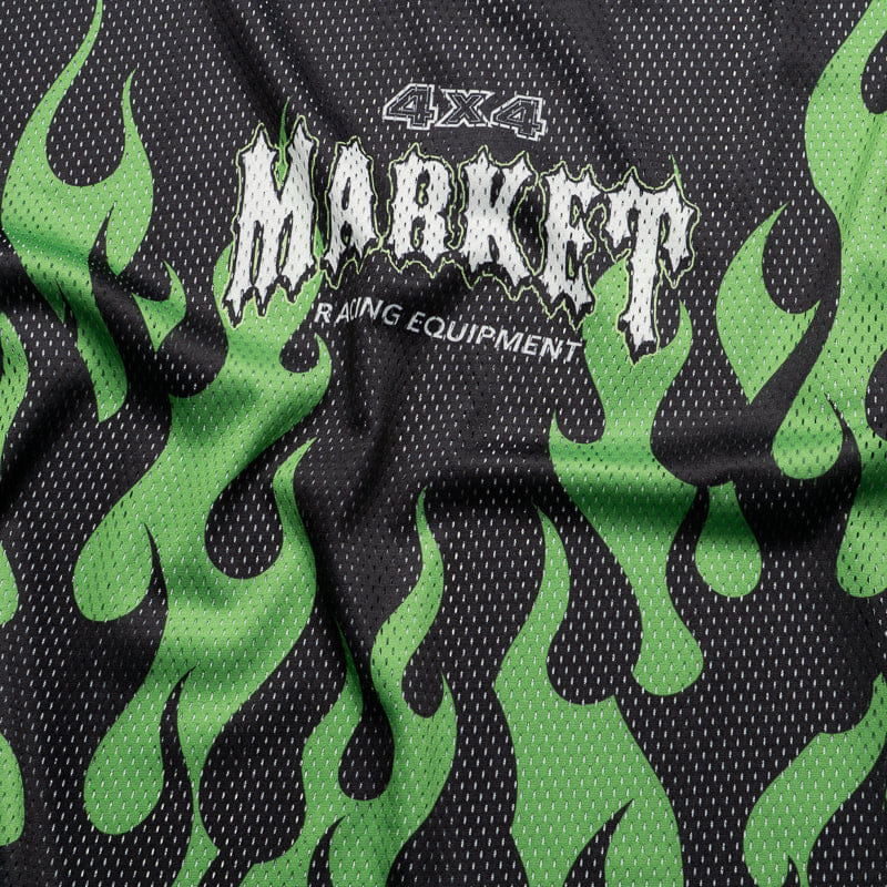Market Toxic Flames L/S Mesh Tee - Black/Green