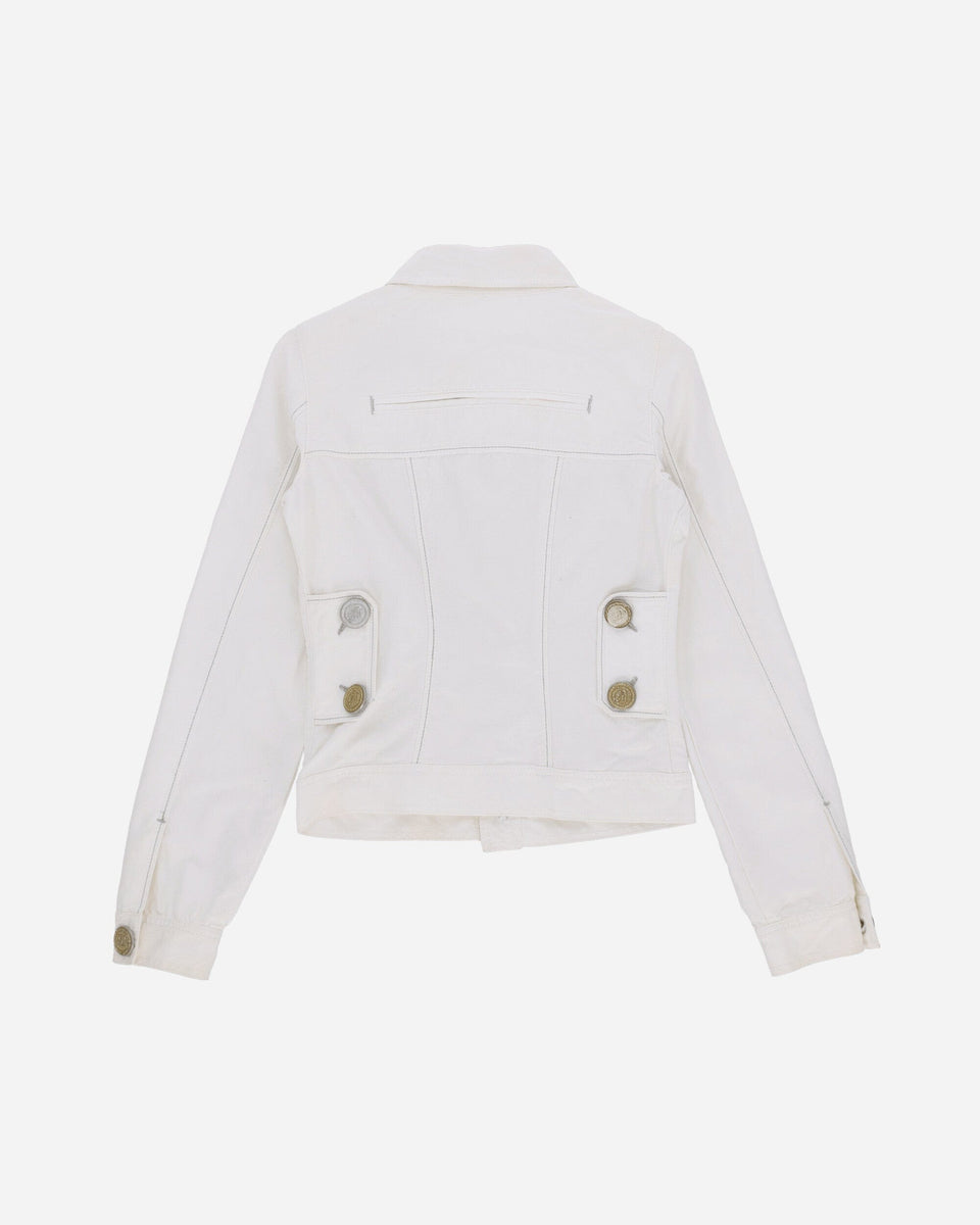 Pezze Vintage Women's Golden Buttons Denim Jacket White