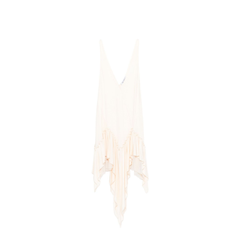 Ivory Ruffled Hem Asymmetric Cut Sleeveless V-Neck Top