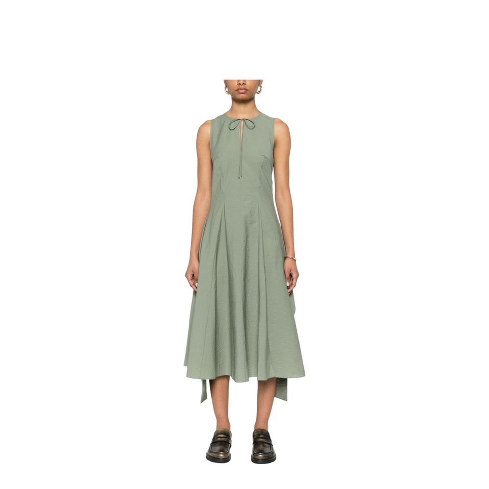 Wrap Dress in Cotton Blend Green