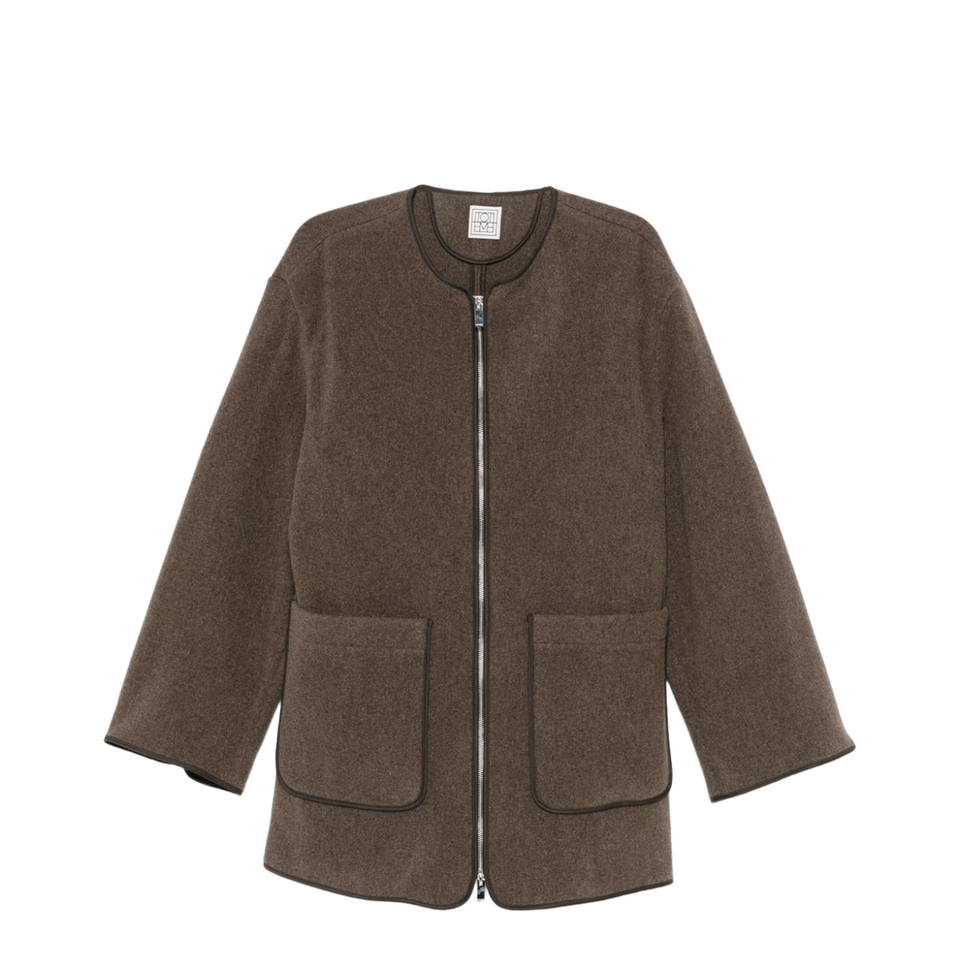 Wool Zipped Jacket Brown