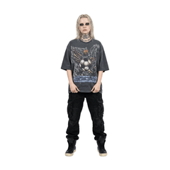 Travis Scott Cactus Jack x Futbol Club Barcelona Washed Spray Logo Tee Grey (SS25)