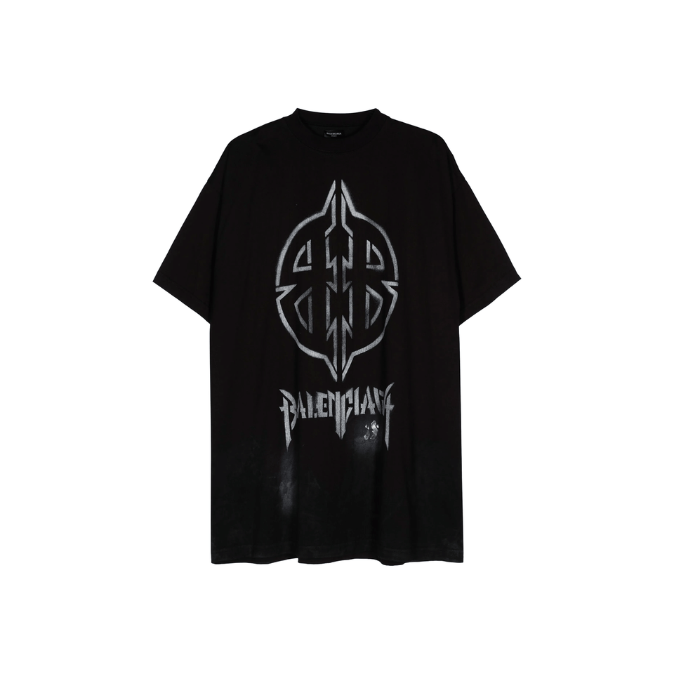 BALENCIAGA Metal BB Stencil Oversized Tee Vintaged Black (SS24)