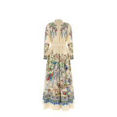 Flora and Fauna Print Long Dress - Multicolor