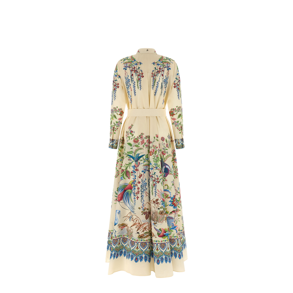 Flora and Fauna Print Long Dress - Multicolor