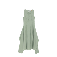Wrap Dress in Cotton Blend Green
