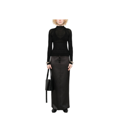 Ribbed Knit High Neck Long Sleeve Sweater Black
