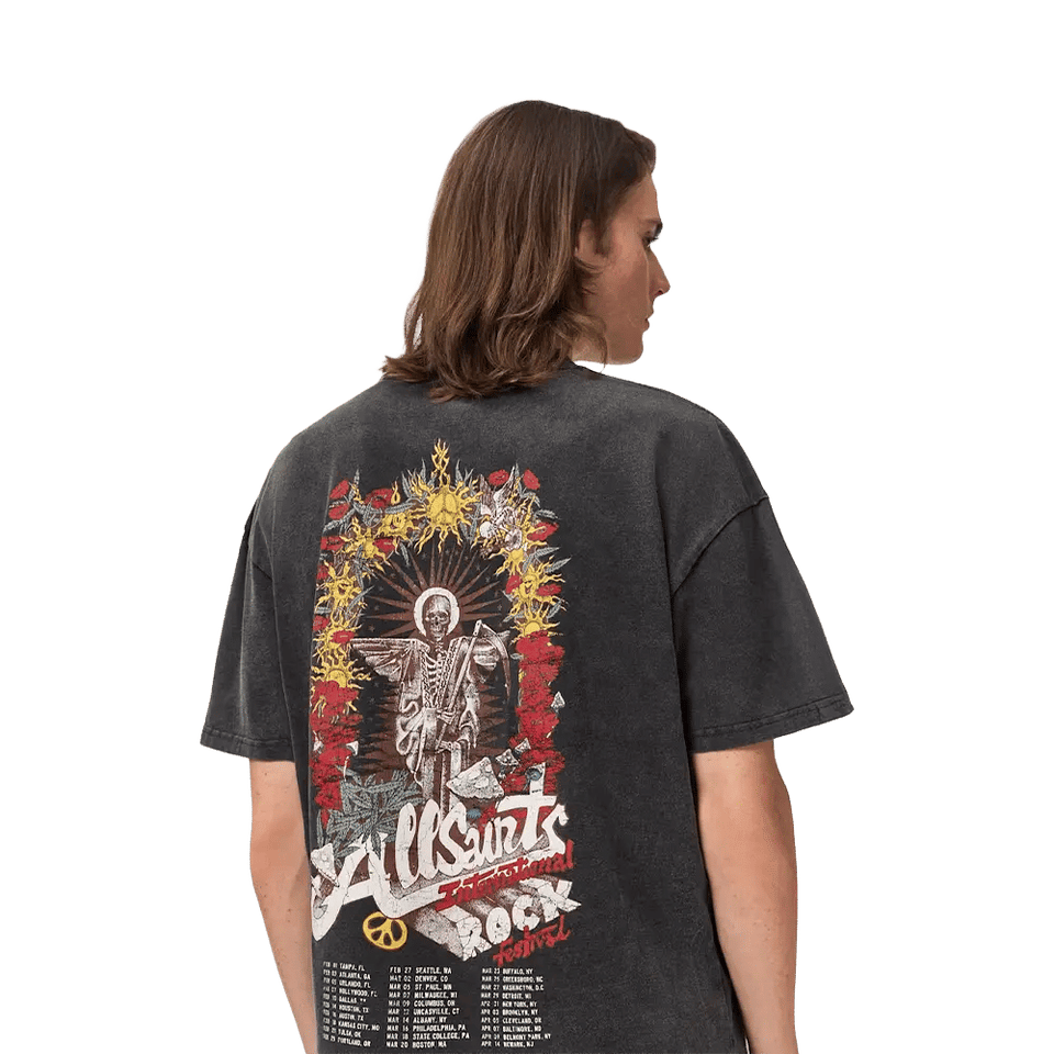 ALLSAINTS Roque Short Sleeve Oversized Crew Neck T-Shirt Washed Black