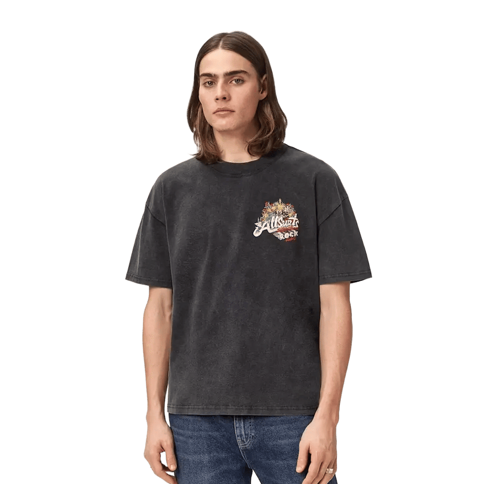 ALLSAINTS Roque Short Sleeve Oversized Crew Neck T-Shirt Washed Black