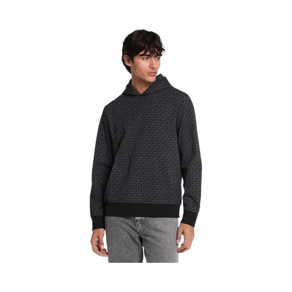 Michael Kors Signature Logo Cotton Blend Hoodie Black