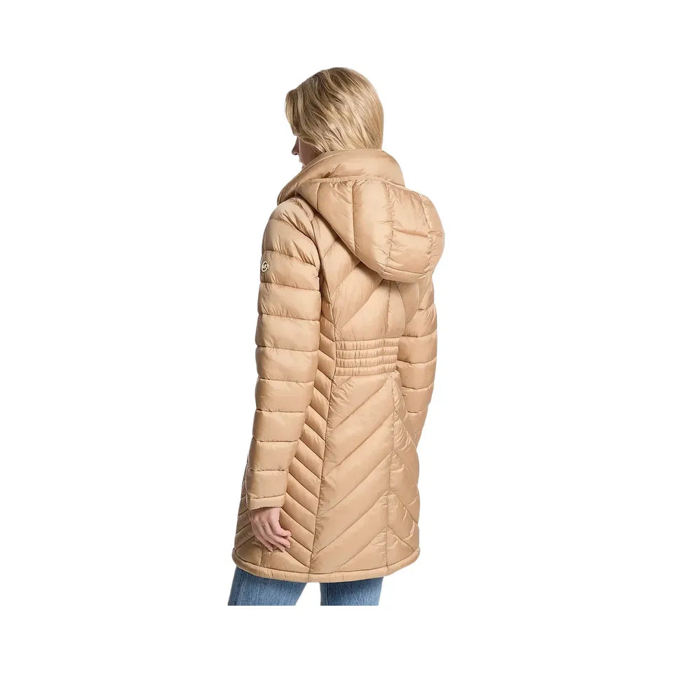 Michael Kors Packable Quilted Nylon Puffer Coat Khaki