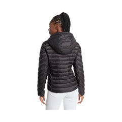 Michael Kors Chevron Logo Print Quilted Nylon Reversible  Jacket Black/Brown Logo