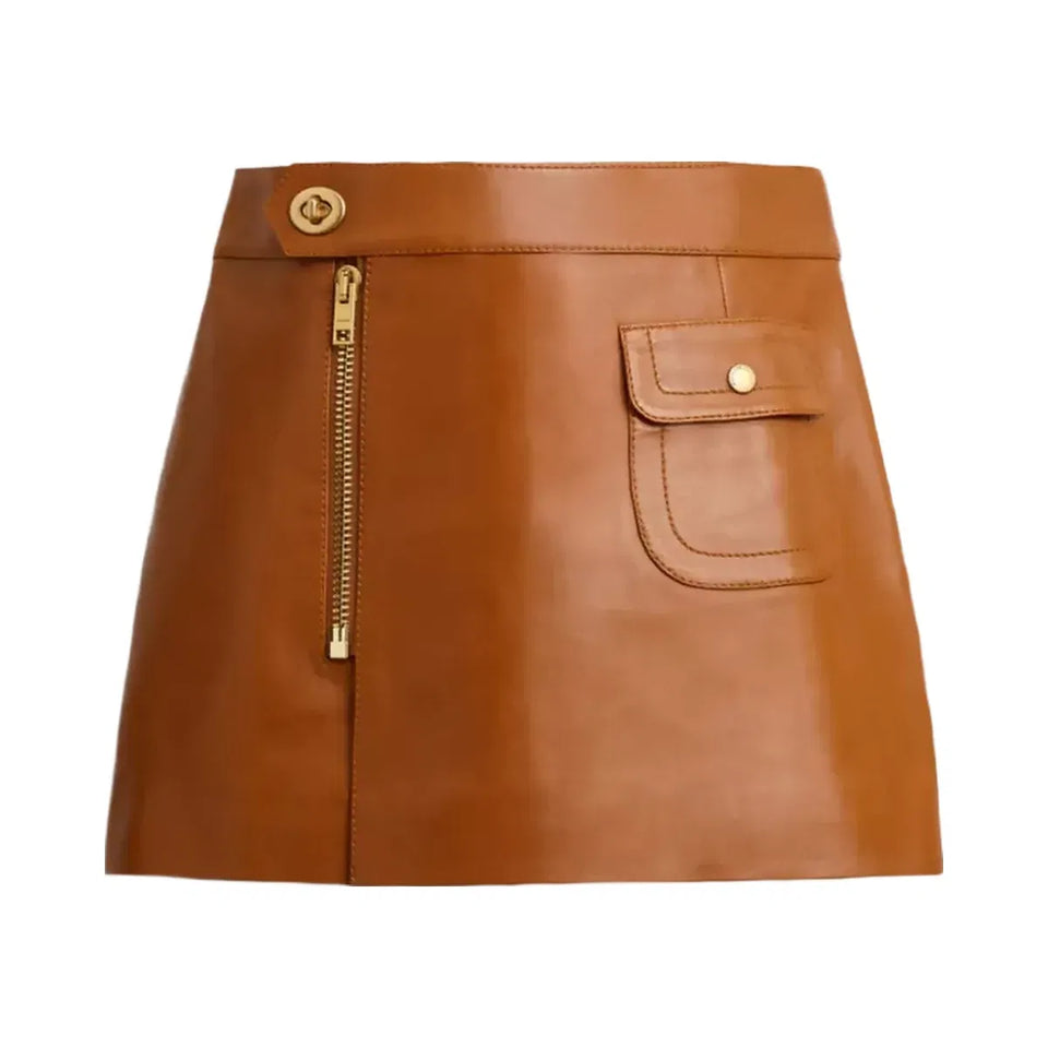 Coach Mini Leather Heritage Skirt in Saddle