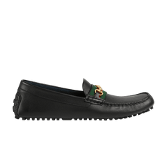 Gucci Ayrton Webbing-Trimmed Horsebit Leather Driver Loafers Black