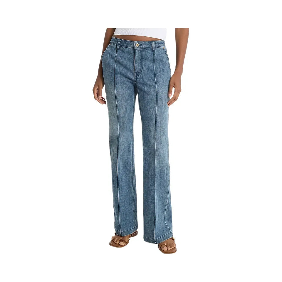 Michael Kors Pintuck Bootcut Stretch Denim Jeans DUSK BLUE WASH