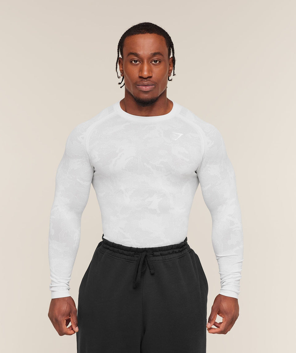 Gymshark Geo Seamless Long Sleeve T-Shirt Black