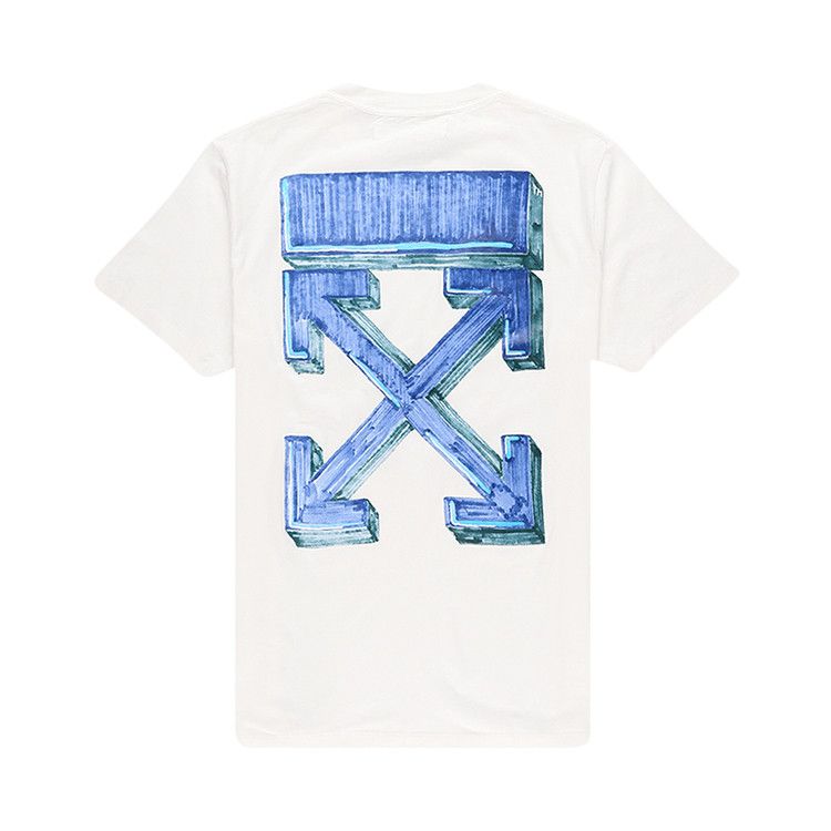 Off-White Marker Shorts-Sleeve Slim T-Shirt White/Blue