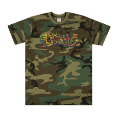 Supreme Paint Logo T-Shirt Woodland Camo