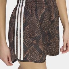 adidas Snake Print Satin Womens Shorts (Earth Strata/Aurora Coffee)