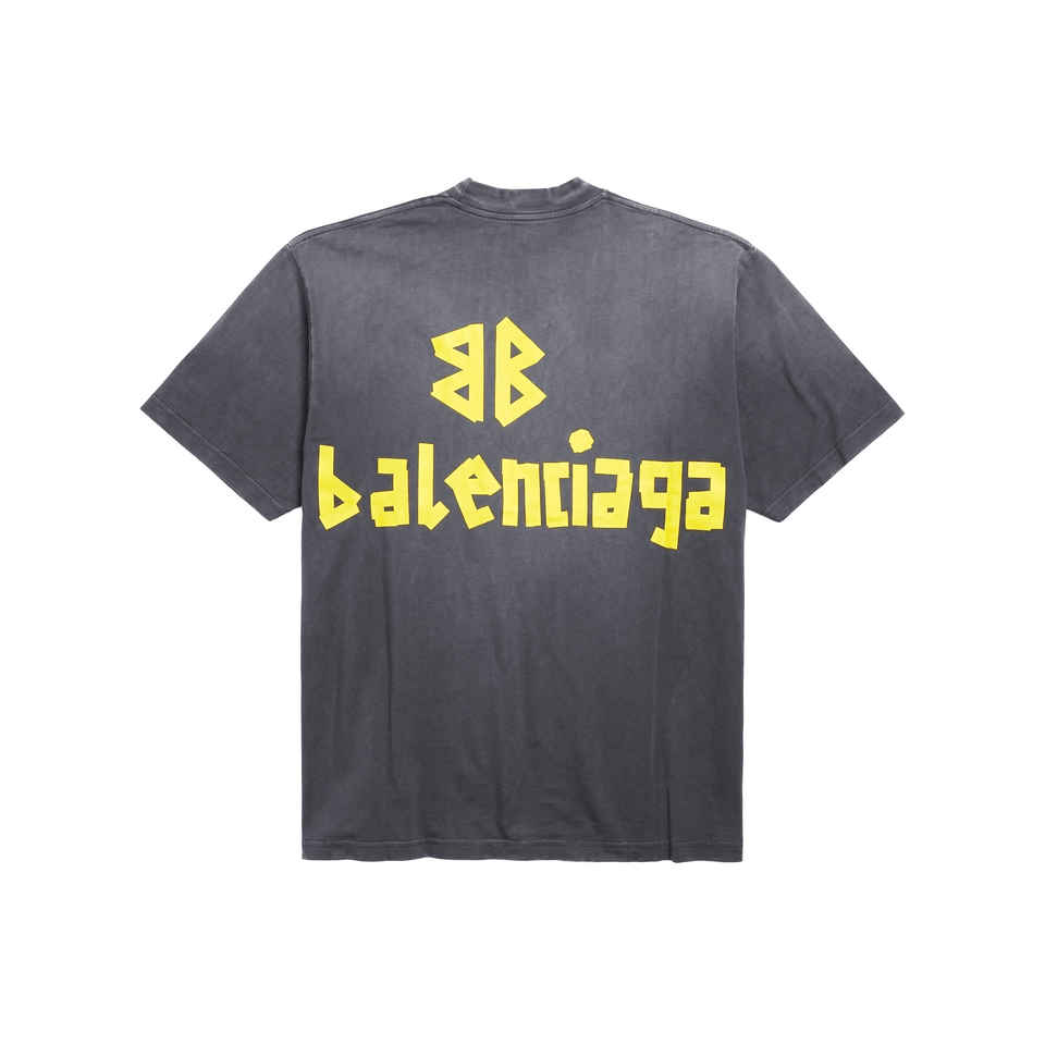 BALENCIAGA Tape Type Medium Fit T-Shirt Black Faded (SS25)