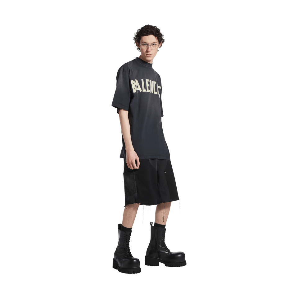 BALENCIAGA Tape Type Medium Fit T-Shirt Black Faded (SS25)